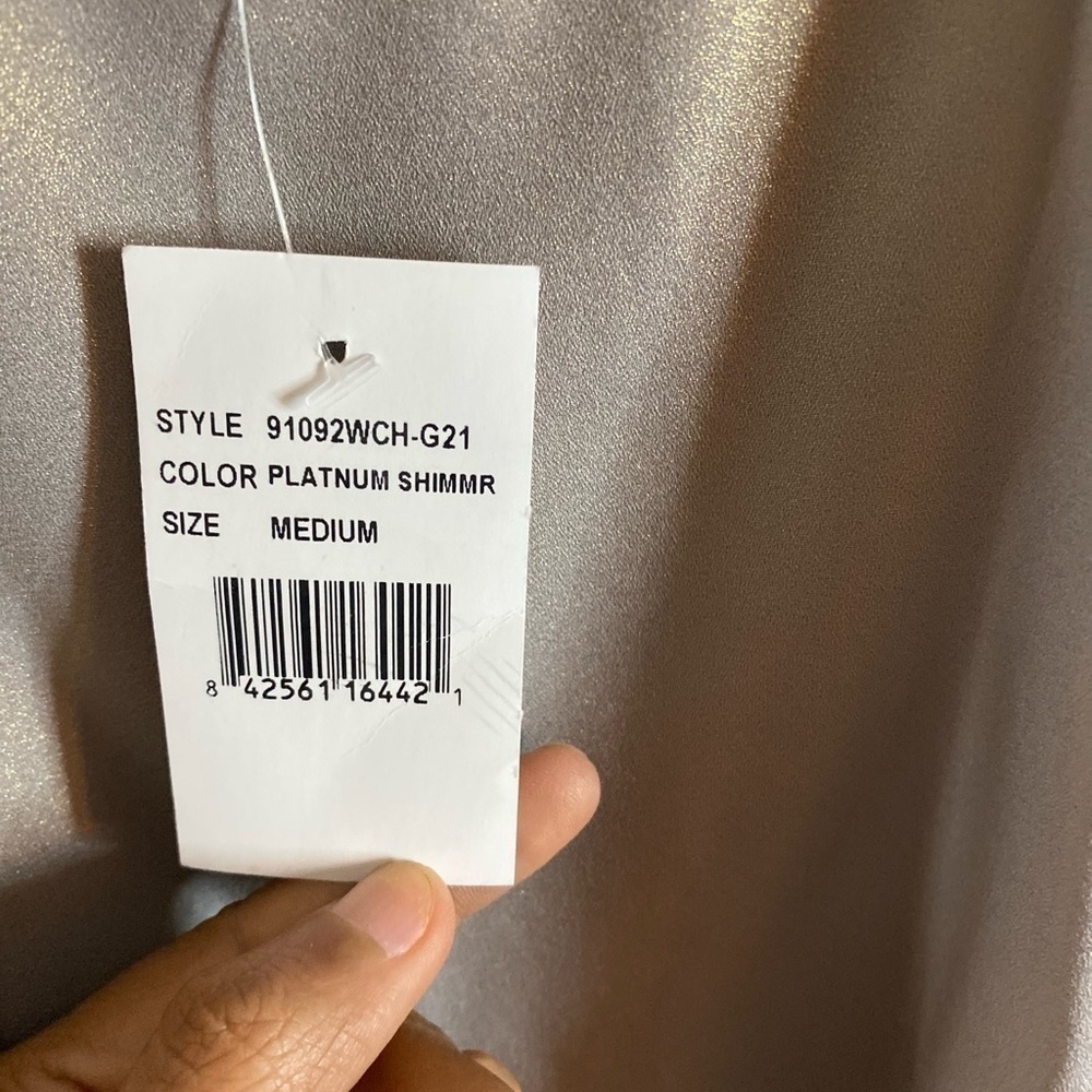 WAYF The Carolina Popover Gown In Platinum Shimmer - Picture 10 of 10